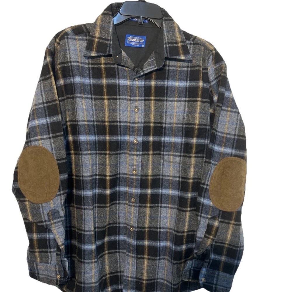 Pendleton Trail Shirt Large patch elbows virgin W… - image 1
